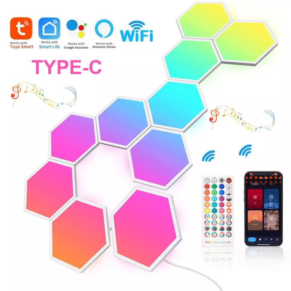 Wellaratone™ RGB Smart Hexagon Wall Lights