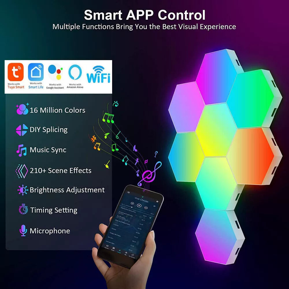 Wellaratone™ RGB Smart Hexagon Wall Lights