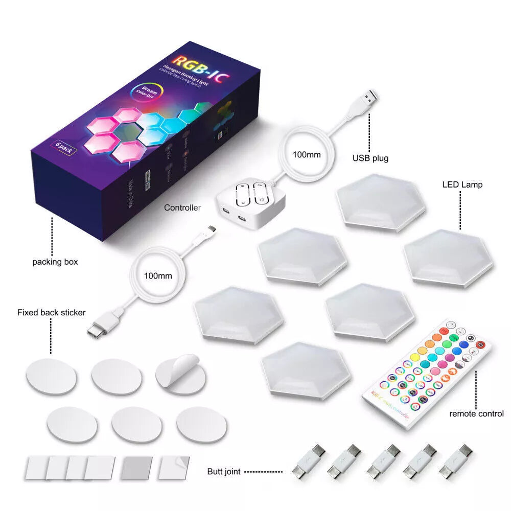 Wellaratone™ RGB Smart Hexagon Wall Lights